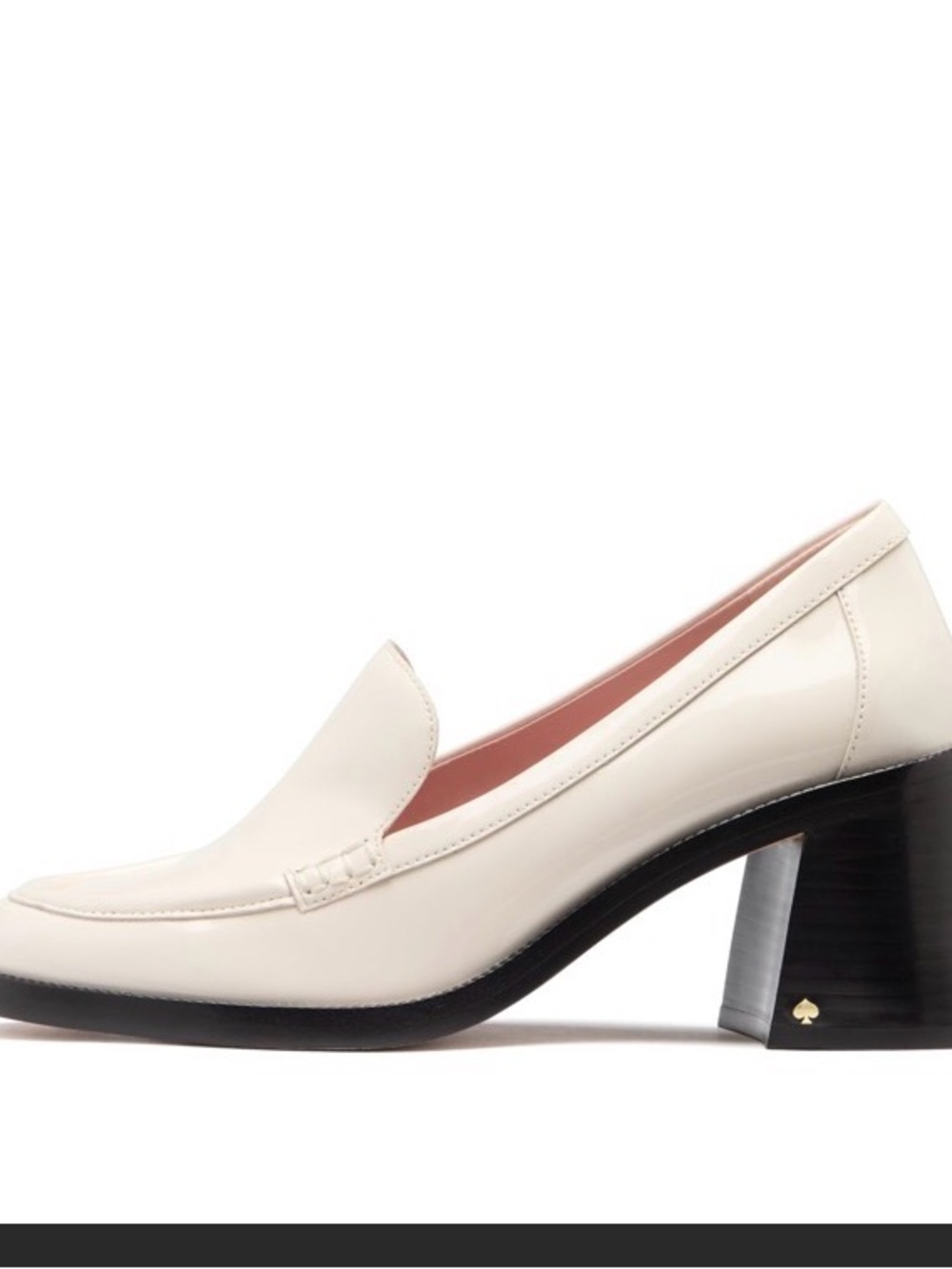 kate spade Cream Patent Leather Block Heel Loafer